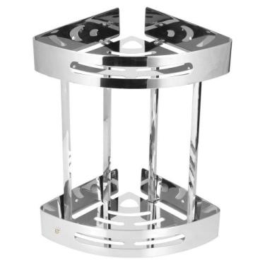 Imagem de Suporte Duplo De Canto P/ Banheiro Aço Inox Resistente 36cm - Embralum