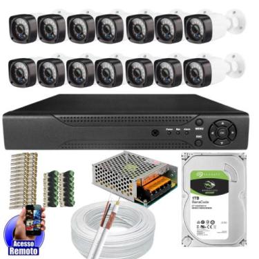 Imagem de Kit Cftv 14 Câmeras Segurança Infravermelho 20 Metros Dvr Multi Hd 16c