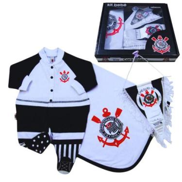 Imagem de Kit Bebê Corinthians com Manta e Flâmula Oficial - Revedor, RN, Branco