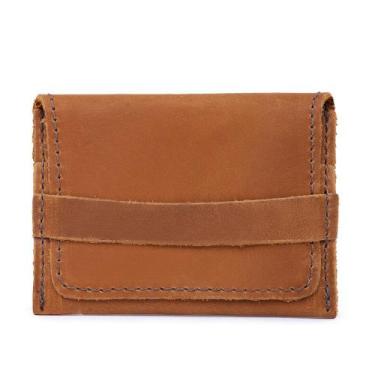 Imagem de Carteira Envelope Masculina Couro Rustico de Mão Pequena Resistente Co