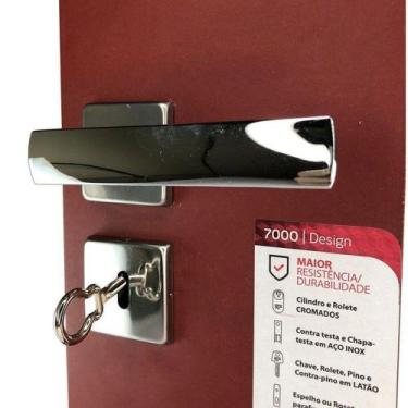 Imagem de Fechadura de Porta Interna 740/117 Quadrada Inox Cromada 3F