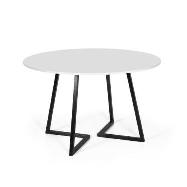 Imagem de Mesa de Jantar 4 Lugares 120cm Redonda Industrial Rigo Branca - Straub