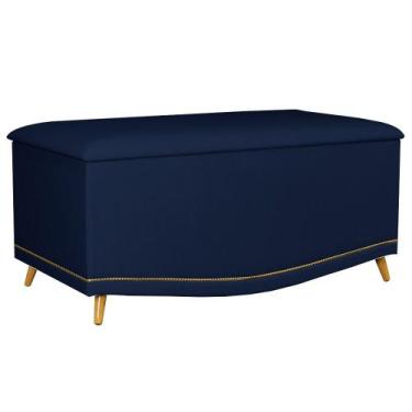 Imagem de Calçadeira Baú Solteiro 90cm Imperial J02 Veludo Azul - Mpozenato, Azu