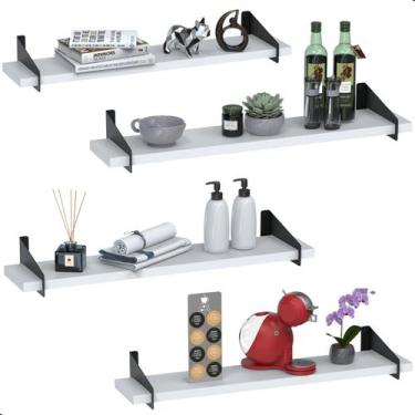 Imagem de 4 Prateleiras De Madeira Estilo Industrial Suspensa Max50p - CasaMóvei
