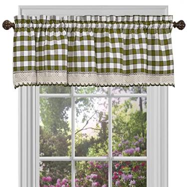 Imagem de Achim Home Furnishings Cortina de janela Valance Buffalo Check 147,3 cm x 35,5 cm, sálvia e marfim