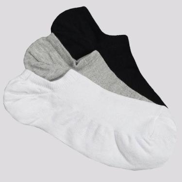 Imagem de Kit Meia Selene 3 Pares Sapatilha Invisível Branca Preta e Cinza, 39-4