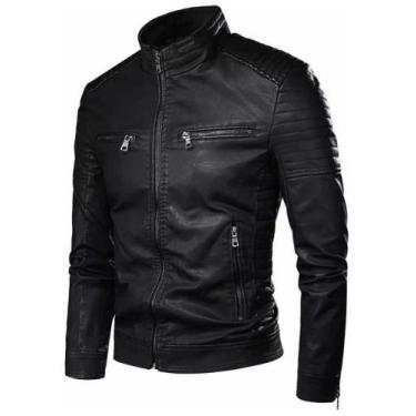 Imagem de Jaqueta Couro Masculina Com Capuz Removível Resistente Top Tamanho G -
