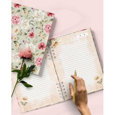 Imagem de Caderno Personalizado FLORAL 60 Folhas 15,5x21,5 Cm - Mel'art Papelari