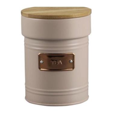 Imagem de Pote Metal com Tampa Bambu Tea Rosa14,7cm - CASA CAFÉ MEL