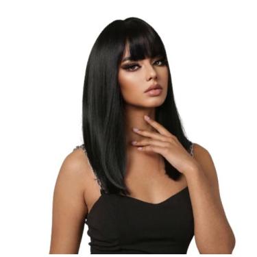 Imagem de Cabelo Liso 40cm Franja Reta Fibra Bio Premium - D&D Commerce