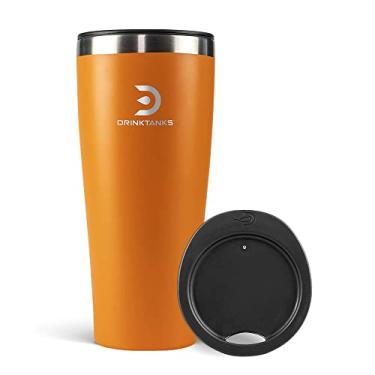 Imagem de DrinkTanks Copo artesanal isolado de 590 ml com tampa – Copo de viagem reutilizável de aço inoxidável para café, cerveja, vinho, coquetéis, água e kombucha, selado a vácuo, livre de BPA, à prova de