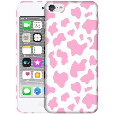 Imagem de GlamCase Capa protetora para iPod Touch 7ª/6ª/5ª geração – estampa rosa de pele de vaca impressa fina e elegante de plástico rígido de encaixe rígido para iPod Touch 7/6/5
