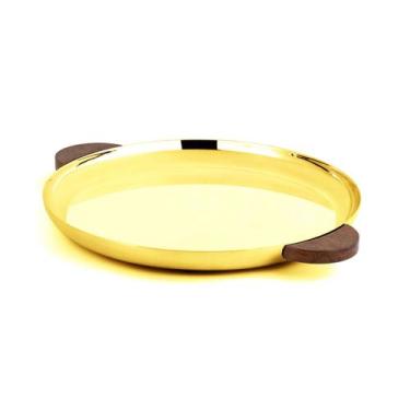 Imagem de Bandeja Redonda Grande Volupté Gold24K com Madeira - St James