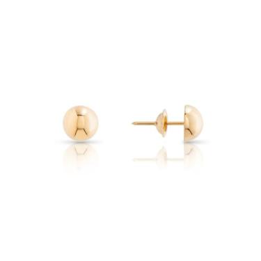 Imagem de Brinco de Ouro 18K Meia Bola 6mm Clássica e Atemporal- Juvenil e Adult