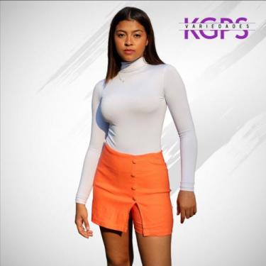 Imagem de Short Saia Com Botão e Fenda Basico Elegante Tecido Bengaline Plus Siz