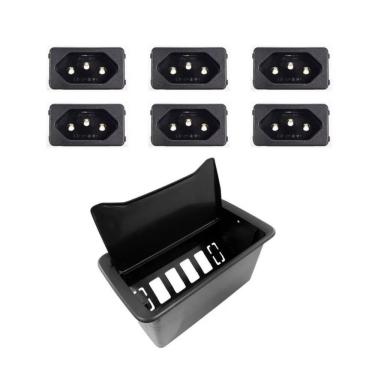 Imagem de Caixa De Embutir Em Mesa Móveis New 6 Slim Com 6 Tomadas 10/20a Preta