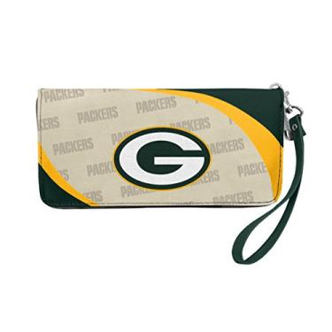 Imagem de Littlearth Carteira feminina NFL Green Bay Packers Curve Zip Organizadora, Cor da equipe, 20 cm x 10 cm x 2,5 cm