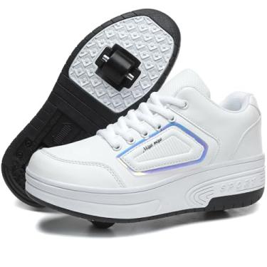 Imagem de HOVERKICKES Tênis infantil de patins unissex, branco tamanho criança pequena 13,205 mm