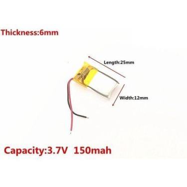 Imagem de 1 Peça 601225 3,7v Com 2 Fios 6mm X 12mm X 25mm 150mah - - KMIG
