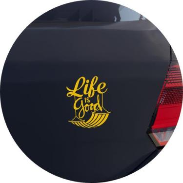Imagem de Adesivo de Carro Life is Good - A Vida é Boa - Cor Amarelo - Melhor Ad