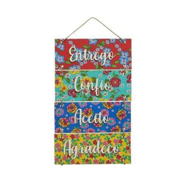 Imagem de Placa Decorativa Entrego Confio Aceito Agradeço - Wersen  Artesanatos 