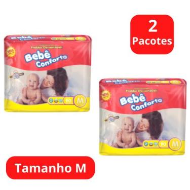 Imagem de Fralda Descartável Bebê Conforto 2 Pacotes Mega Tamanho M Com 90 Unida