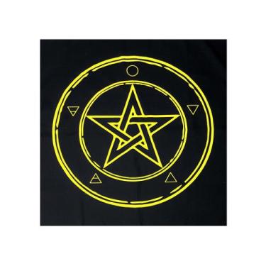 Imagem de Toalha Pentagrama Wicca para Tarô Preto e Amarelo 70CM - Flash
