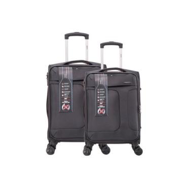 Imagem de Kit 2 Malas P e M Expansor Rodas 360º Zíper Antifurto - Tripx, Cinza