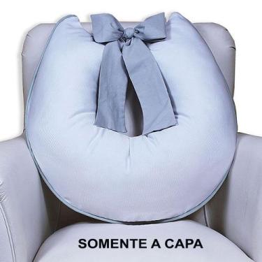 Imagem de Capa de Almofada Amamentação Piquet Com Laço - Laura Baby, Branco c/ C