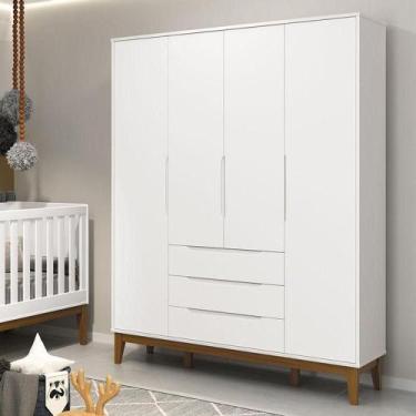 Imagem de Guarda Roupa Infantil Classic Elfe Branco Acetinado Amadeirado - Relle