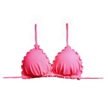 Imagem de Biquíni frufru ripple feminino rosa neon com bojo parte de cima avulso