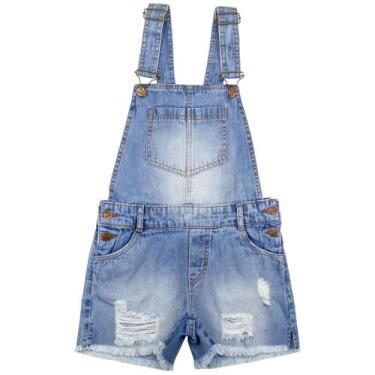 Imagem de Jardineira Juvenil Look Jeans Curta Jeans - UNICA - 4, Azul, 4