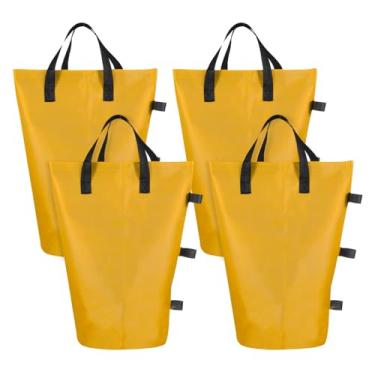 Imagem de PATIKIL Sacos de areia para dossel, pacote com 4 sacos de peso extra grande total de 50,8 kg sacos de areia impermeáveis para barraca de dossel ao ar livre tenda abrigo solar pátio escada amarela