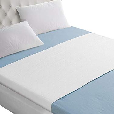 Imagem de Protetores de cama laváveis para incontinência – Almofadas protetoras de colchão reutilizáveis à prova d'água com laterais dobráveis para adultos, crianças ou animais de estimação (disponível em ambos os lados com dobras) (91 x 152 cm)