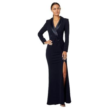 Imagem de Adrianna Papell Vestido feminino de smoking crepe, Meia-noite, 40