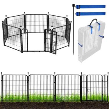 Imagem de ADAVIN Metal Garden Fence with Gate 36in(H) x 18FT(L) 8 Panels,Black Heavy Duty Iron Metal Animal Barrier Fence,Indoor&Outdoor Dog Playpen, Camping Fence, No Dig Garden Border Fencing for Yard