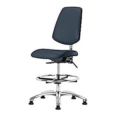 Imagem de Thomas Cadeira de vinil de altura média 1163V34 Cleanroom com encosto médio, base cromada, sem inclinação, sem braços, anel de pé cromado, desliza, azul imperial
