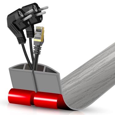 Imagem de Escondedor de cabo autoadesivo com cavidade de 2 x 0,9 cm, gerenciamento de cabos de perfil baixo de 9 m, protetor de faixa de extensão para fios, evita viagens de cabos para escritórios, academias e