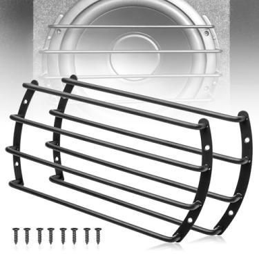 Imagem de NuIth Grade de subwoofer de metal de 25 cm, protetor de capa de grade de alto-falante de áudio de 4 barras, 25 cm preta para grade de barra de carro, capa para subchurrasqueira, 25 cm, 4 barras, 2