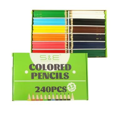 Imagem de S & E TEACHER'S EDITION Conjunto de 240 lápis de cor, lápis de colorir para adultos e crianças, lápis de desenho para esboços, artes de madeira, para livros de colorir de volta às aulas
