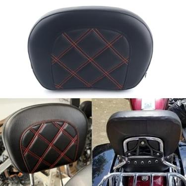 Imagem de FINMOKAL Almofada de encosto Passenger Sissy Bar adequada para Harley Touring Road King CVO Electra Street Road Glide Solftail Heritage Classic 1996-2021-Costura laranja