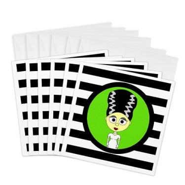 Imagem de 3dRose Cute Bride of Frankenstein - Cartões comemorativos, 15 x 15 cm, conjunto de 6 (gc_10770_1)