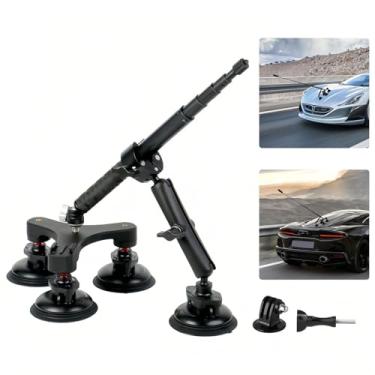 Imagem de BMUUPY Kit de montagem de carro com sucção para Insta360 x4, x3, x2, x, Ace Pro Ace, suporte para câmera de carro compatível com GoPro Hero 13 12 11 10 9 8 7 6 Max/DJI Osmo Action 5Pro 4 3 Suporte