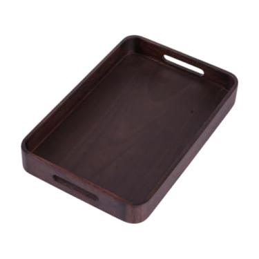 Imagem de WeiLaiKeQi Bandeja de madeira para servir, retangular, acessório para mesa de centro, bandeja otomana decorativa para comer, café, aperitivos, lanches, sala de, L