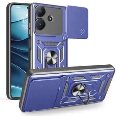 Imagem de Kukoufey Capa compatível com Realme Narzo N61, com capa de lente de câmera deslizante compatível com Realme Note 60 4G / C61 4G RMX3933 capa azul