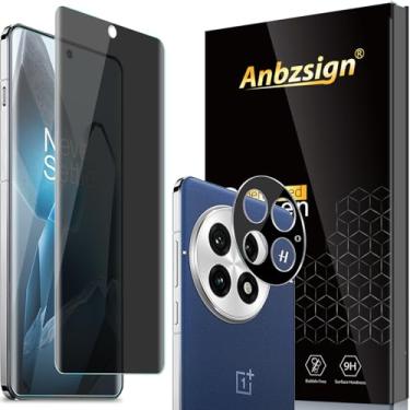 Imagem de Anbzsign Pacote com 2 protetores de tela de privacidade OnePlus 13 5G (2024) cobertura total + 2 protetores de lente de câmera, anti-espião de dureza 9H sensível ao toque, compatível com capa