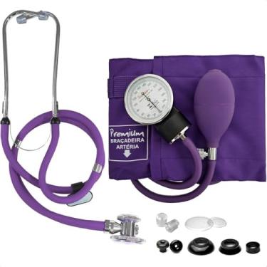 Imagem de Kit Acadêmico Enfermagem Esfigmomanômetro Estetoscópio Roxo