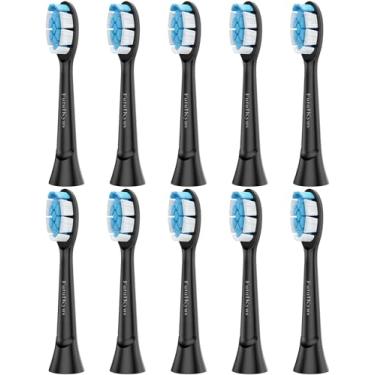 Imagem de Cabeças de substituição de escova de dentes para Philips Sonicare Diamondclean W Electric Sonic Tooth refil de escova de dentes, pacote com 10, preto