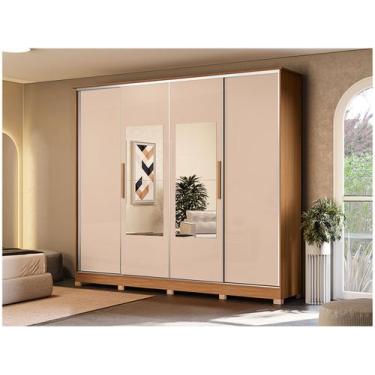 Imagem de Guarda-roupa Casal com Espelho 4 Gavetas 4 Portas Kappesberg Mônaco II