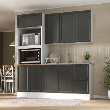 Imagem de Cozinha Compacta 3 Peças 1 Aéreo 1 Balcão 1 Paneleiro Torre Quente Soho Cabecasa Madeiramadeira Branco/Grafite